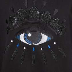 Pre Owned Kenzo Black Eye Embroidered Cotton Crew Neck Sweatshirt XL