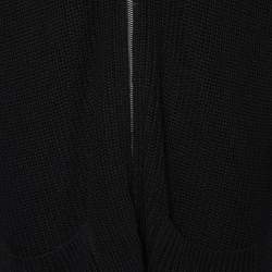 Pre Owned Kenzo Black Cotton & Wool Knit Zip Front Cardigan XL