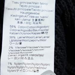 Pre Owned Kenzo Black Cotton & Wool Knit Zip Front Cardigan XL