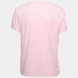 Pre Owned Kenzo Pink Logo Printed Cotton Crew Neck Half Sleeve T-Shirt XL