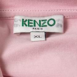 Pre Owned Kenzo Pink Logo Printed Cotton Crew Neck Half Sleeve T-Shirt XL