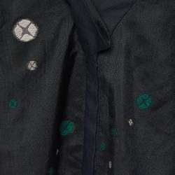 Kenzo Black Jacquard Kimono Button Front Shrug L