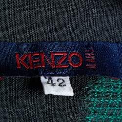 Kenzo Black Jacquard Kimono Button Front Shrug L