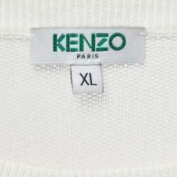 Pre Owned Kenzo Beige Tiger Motif Lurex Knit T-Shirt XL