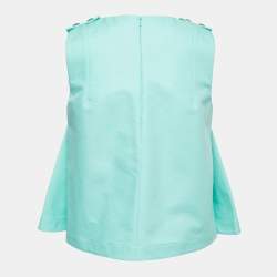 Pre Owned Kenzo Green Cotton Button Detailed Sleeveless Flared Top S
