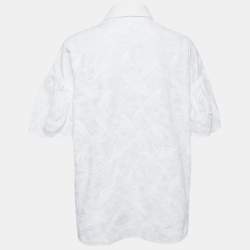 Pre Owned Kenzo White Floral Embroidered Cotton Short Sleeve Shirt XL
