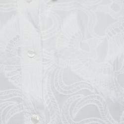 Pre Owned Kenzo White Floral Embroidered Cotton Short Sleeve Shirt XL