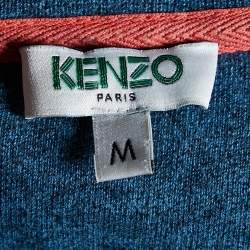 Pre Owned Kenzo Peacock Blue Logo Applique Cotton Knit Sweatshirt M
