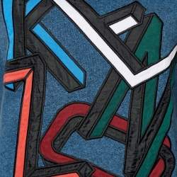 Pre Owned Kenzo Peacock Blue Logo Applique Cotton Knit Sweatshirt M