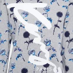 Pre Owned Kenzo Grey Floral Printed Cotton Crew Neck Sweatshirt M
