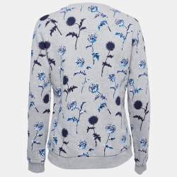 Pre Owned Kenzo Grey Floral Printed Cotton Crew Neck Sweatshirt M