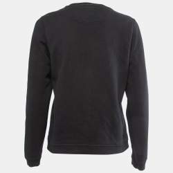 Pre Owned Kenzo Black Cotton Letter Patch Detail Sweatshirt M