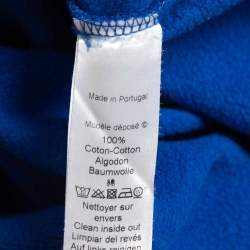 Pre Owned Kenzo Blue Embroidered Cotton Knit Crew Neck Sweatshirt S