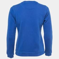 Pre Owned Kenzo Blue Embroidered Cotton Knit Crew Neck Sweatshirt S