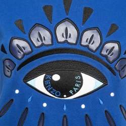 Pre Owned Kenzo Blue Embroidered Cotton Knit Crew Neck Sweatshirt S