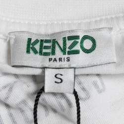 Pre Owned Kenzo White Cotton Rise Up Print T-Shirt S