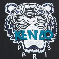 Kenzo Black Crepe Tiger Motif Track Top & Pants M