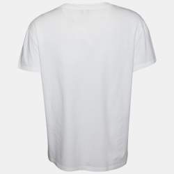 Pre Owned Kenzo White Tiger Printed Cotton Knit T-Shirt XL