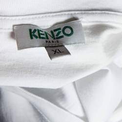 Pre Owned Kenzo White Tiger Printed Cotton Knit T-Shirt XL