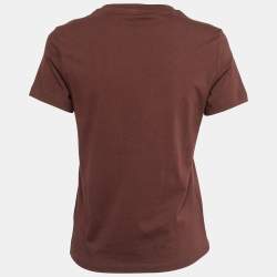 Pre Owned Kenzo Brown Logo Printed Cotton Half Sleeve T-Shirt S