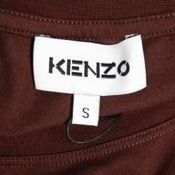 Pre Owned Kenzo Brown Logo Printed Cotton Half Sleeve T-Shirt S