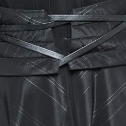 Pre Owned Kenzo Black Striped Crepe Button Front Flared Maxi Dress M