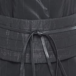 Pre Owned Kenzo Black Striped Crepe Button Front Flared Maxi Dress M