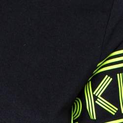 Pre Owned Kenzo Black Logo Sleeve Detail Cotton Knit T-Shirt XS
