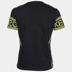 Pre Owned Kenzo Black Logo Sleeve Detail Cotton Knit T-Shirt XS