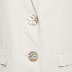 Kenzo Cream Cotton Blend Single Breasted Blazer M