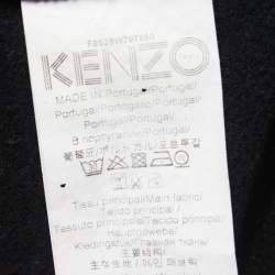 Pre Owned Kenzo Black Logo Embroidered Cotton Crew Neck Sweatshirt S