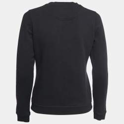 Pre Owned Kenzo Black Logo Embroidered Cotton Crew Neck Sweatshirt S