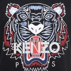 Pre Owned Kenzo Black Logo Print Cotton Crew Neck Half Sleeve T-Shirt S