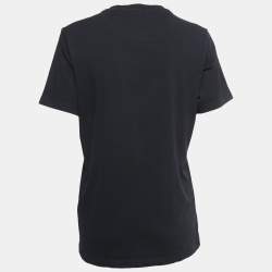 Pre Owned Kenzo Black Logo Print Cotton Crew Neck Half Sleeve T-Shirt S