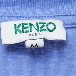 Pre Owned Kenzo Purple Logo Print Cotton Crew Neck Half Sleeve T-Shirt M