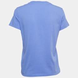 Pre Owned Kenzo Purple Logo Print Cotton Crew Neck Half Sleeve T-Shirt M
