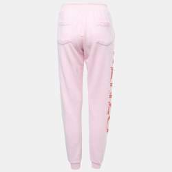Pre Owned Kenzo Pink Logo Printed Cotton Knit Joggers S