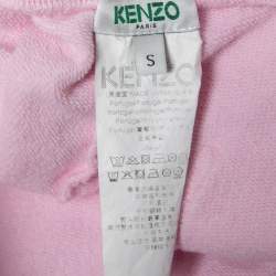 Pre Owned Kenzo Pink Logo Printed Cotton Knit Joggers S