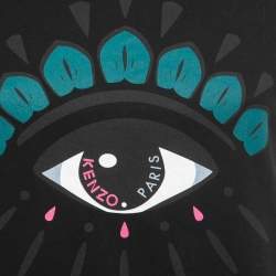 Pre Owned Kenzo Black Eye Print Cotton Crew Neck Half Sleeve T-Shirt XS