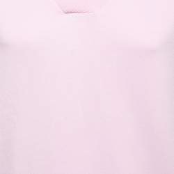 Pre Owned Kenzo Pink Logo Print Cotton Knit V-Neck Sweatshirt S