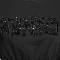 Kenzo Black Cotton Crystals Embellished Logo Sweatshirt S