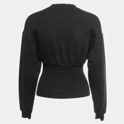 Kenzo Black Cotton Crystals Embellished Logo Sweatshirt S