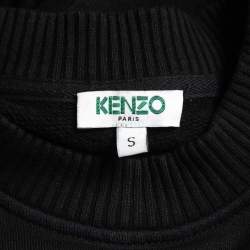 Kenzo Black Cotton Crystals Embellished Logo Sweatshirt S