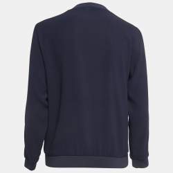 Pre Owned Kenzo Navy Blue Logo Embroidered Crepe Crew Neck Sweatshirt XS