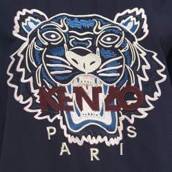 Pre Owned Kenzo Navy Blue Logo Embroidered Crepe Crew Neck Sweatshirt XS