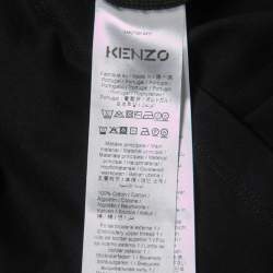 Pre Owned Kenzo Black Logo Patch Cotton Crew Neck Half Sleeve T-Shirt S