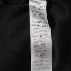 Pre Owned Kenzo Black Logo Embroidered Crepe Crew Neck Relaxed Fit T-Shirt L