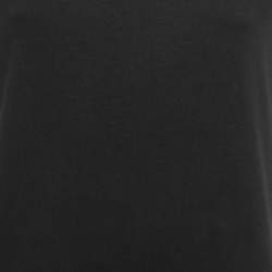 Pre Owned Kenzo Black Cotton Knit Logo Printed Sleeve Midi Dress XS