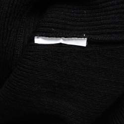 Pre Owned Kenzo Black Rib Knit Tiger Flock Detail Mini Dress S