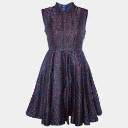 Pre Owned Kenzo Multicolor Lurex Jacquard Sleeveless Flared Mini Dress S